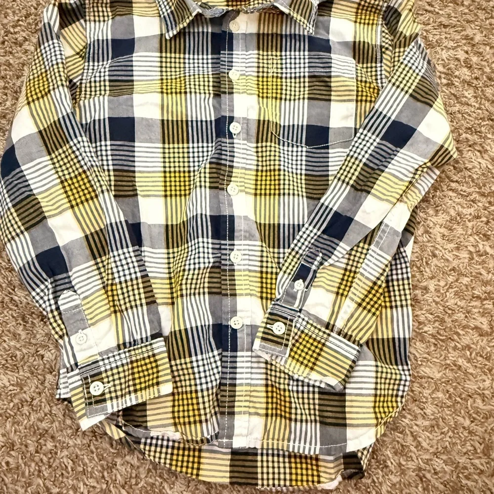 Gymboree Yellow and Navy Plaid Button-Down Shirt